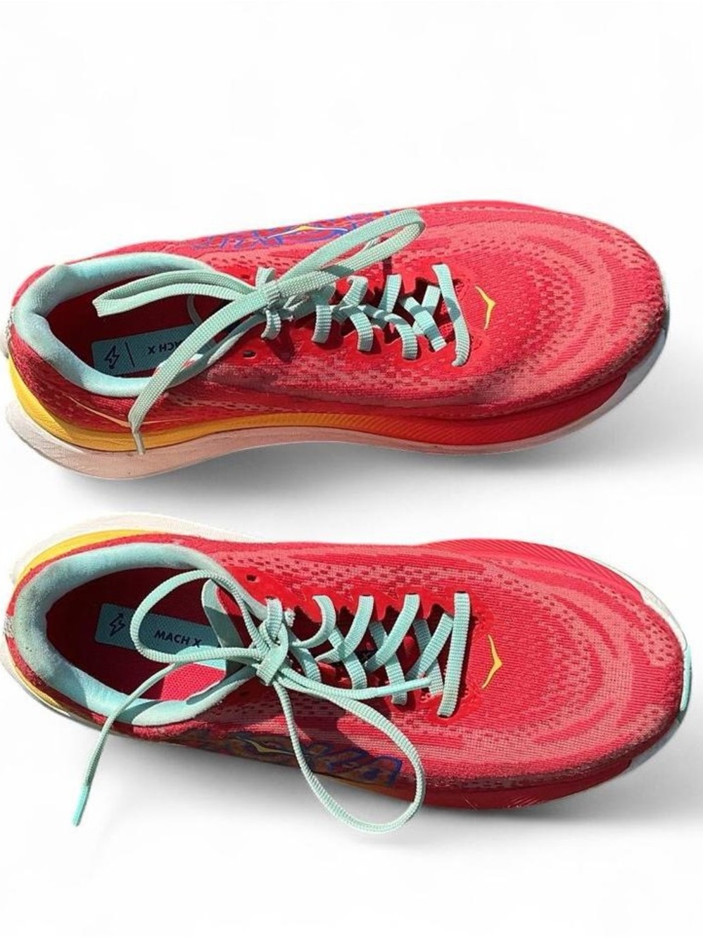 Hoka One Mach Cerise/Cloudless colorway running shoes | Size: 7B